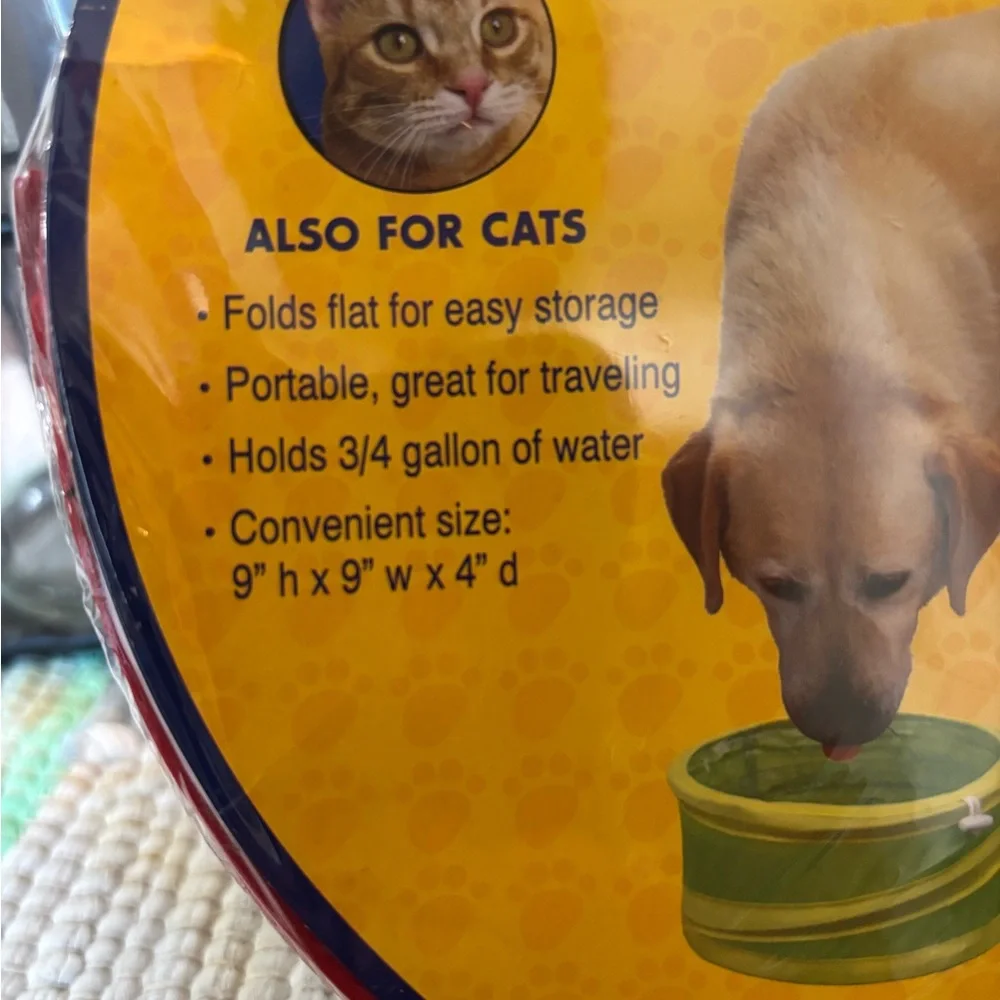 Sport Pet Deluxe Pop Open Dog Or Cat Bowl Travel Holds 3/4 Gal Water New NIP